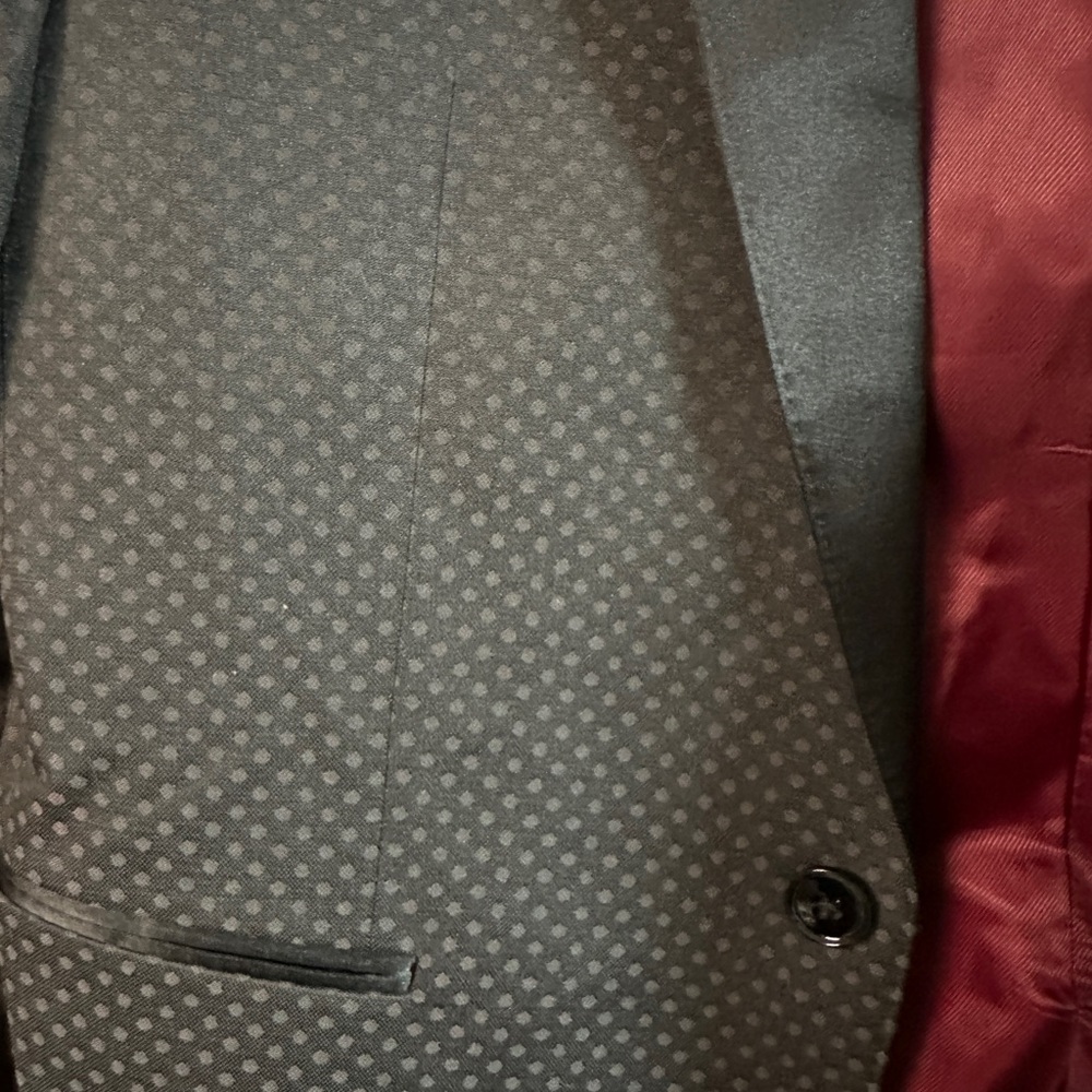 Express Black and Gray Polka Dot Tuxedo Blazer - Picture 2 of 4
